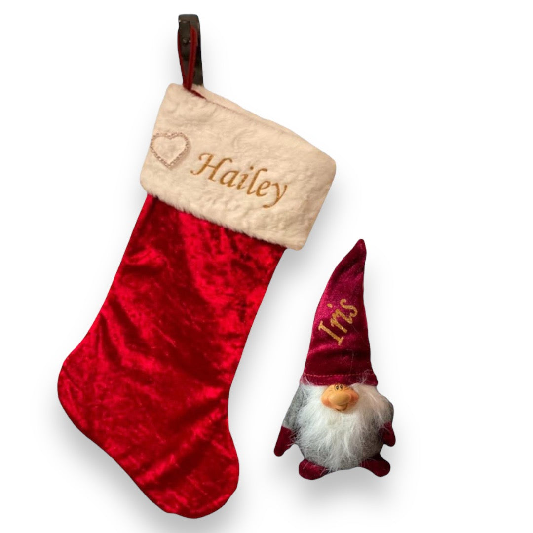 Julstrumpa och Tomte med namn